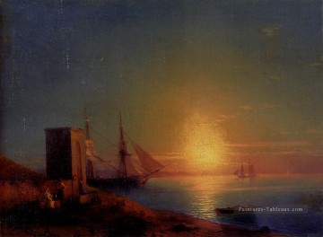 Aivazoffski Ivan Konstantinovich Figures dans un paysage côtier au coucher du soleil Ivan Aivazovsky Peinture à l'huile